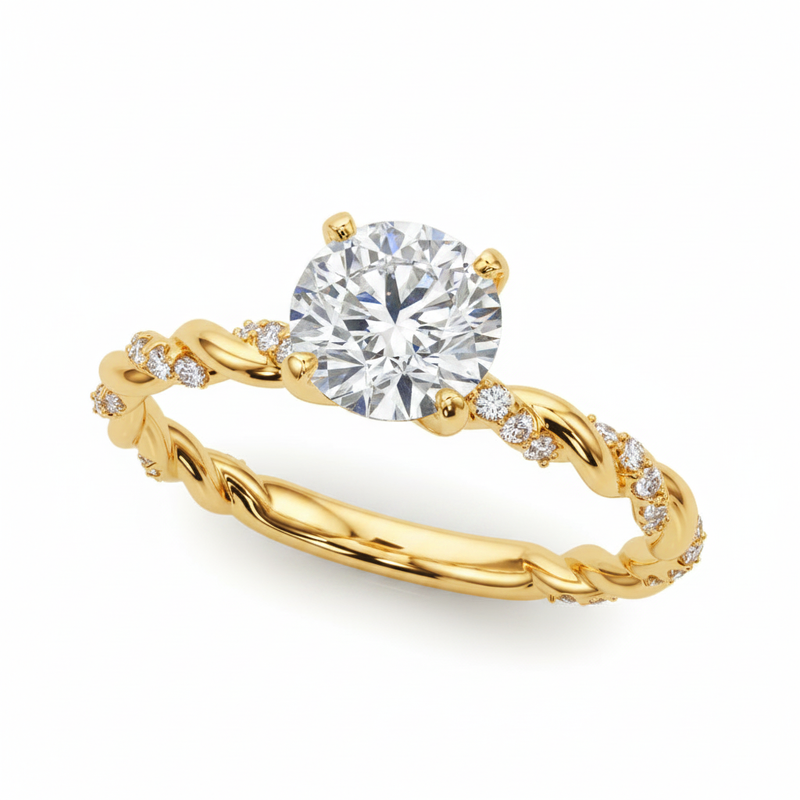 With Twisted Shank Engagement Ring — Yellow Gold