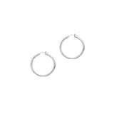 14K White Gold 3mm Diamond Cut & Polished Design Hoop Earring