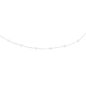 14K Gold Pearl Station Necklace