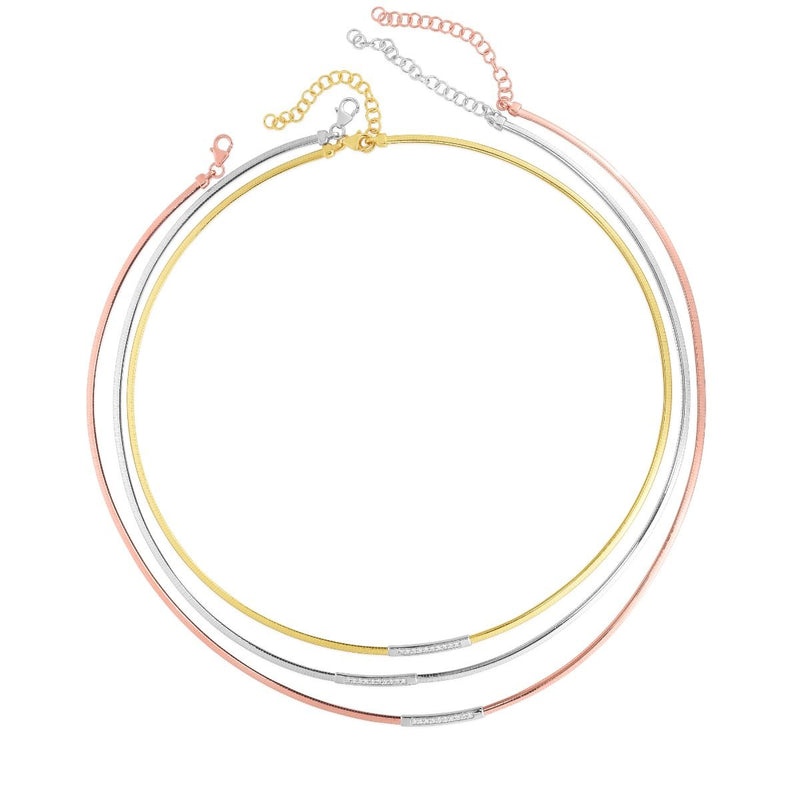 14K Gold Skinny Omega Diamond Bar Necklace