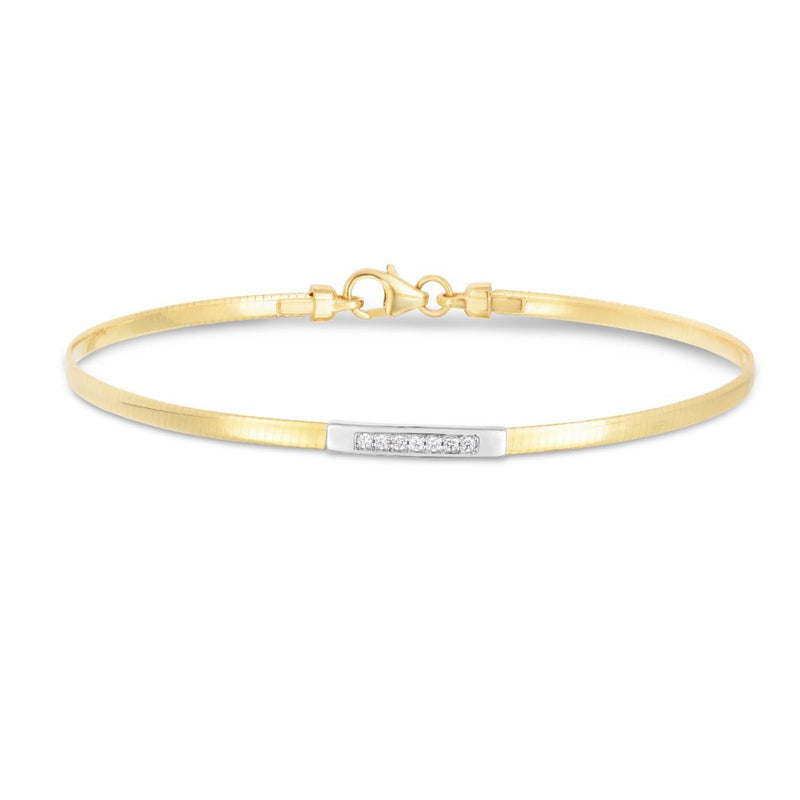 14K Gold Skinny Omega Diamond Bar Bracelet