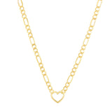 10K Heart Figaro Chain Necklace