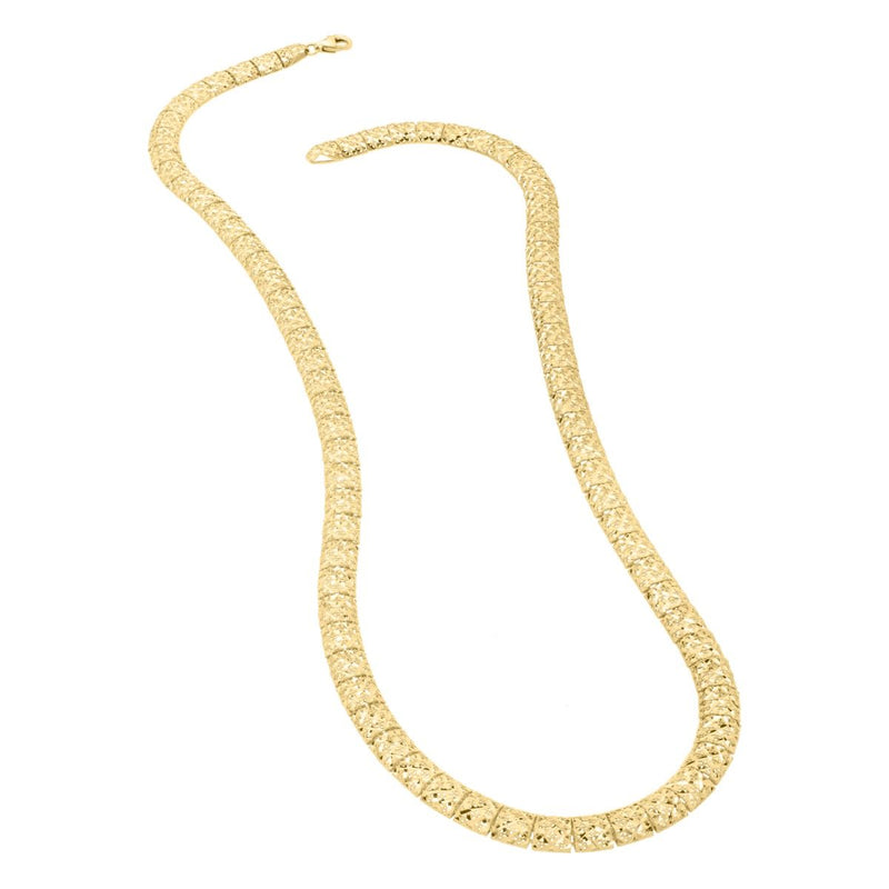 10K Textured Square Cut Link Fancy Chain