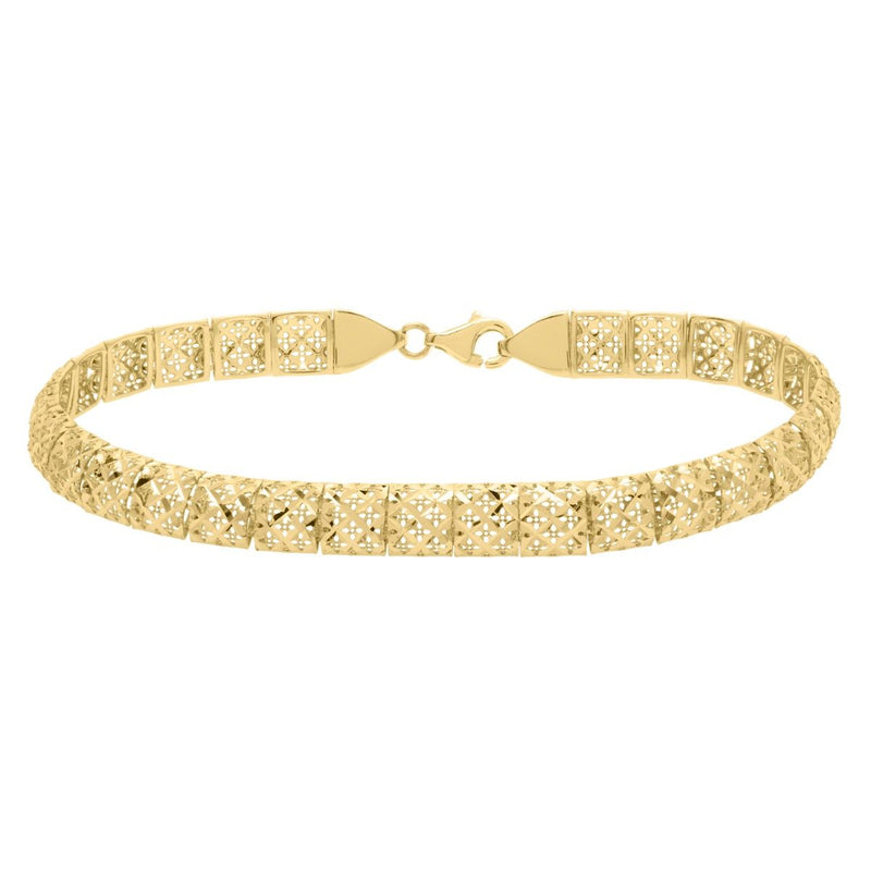 10K Textured Square Cut Link Fancy Chain