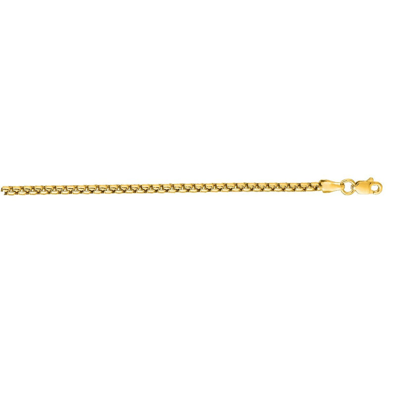 10K Gold 3.6mm Solid Round Box Chain 